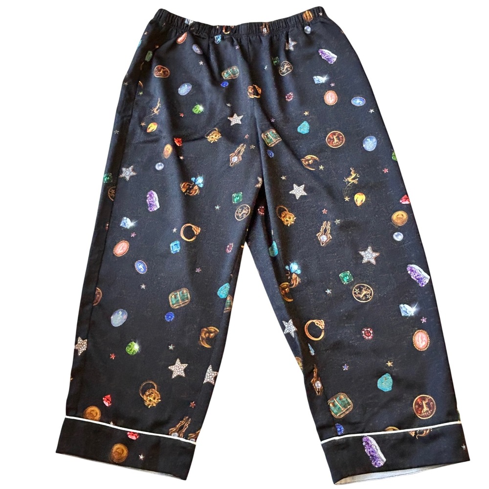 Fabletics Womens Pajama Pants Black‎ Gemstone Constellation Print XL